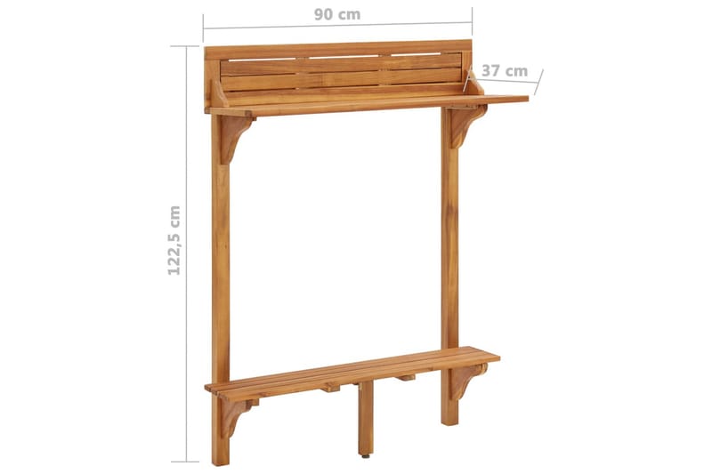 Balkongbord 90x37x122,5 cm massivt akaciaträ - Brun - Utemöbler - Balkong - Balkongmöbler - Balkongbord