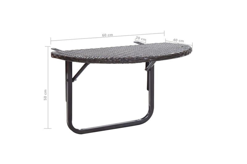 Balkongbord brun 60x60x40 cm konstrotting - Brun - Balkongbord