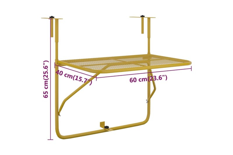 Balkongbord guld 60x40 cm stål - Guld - Utemöbler - Balkong - Balkongmöbler - Balkongbord