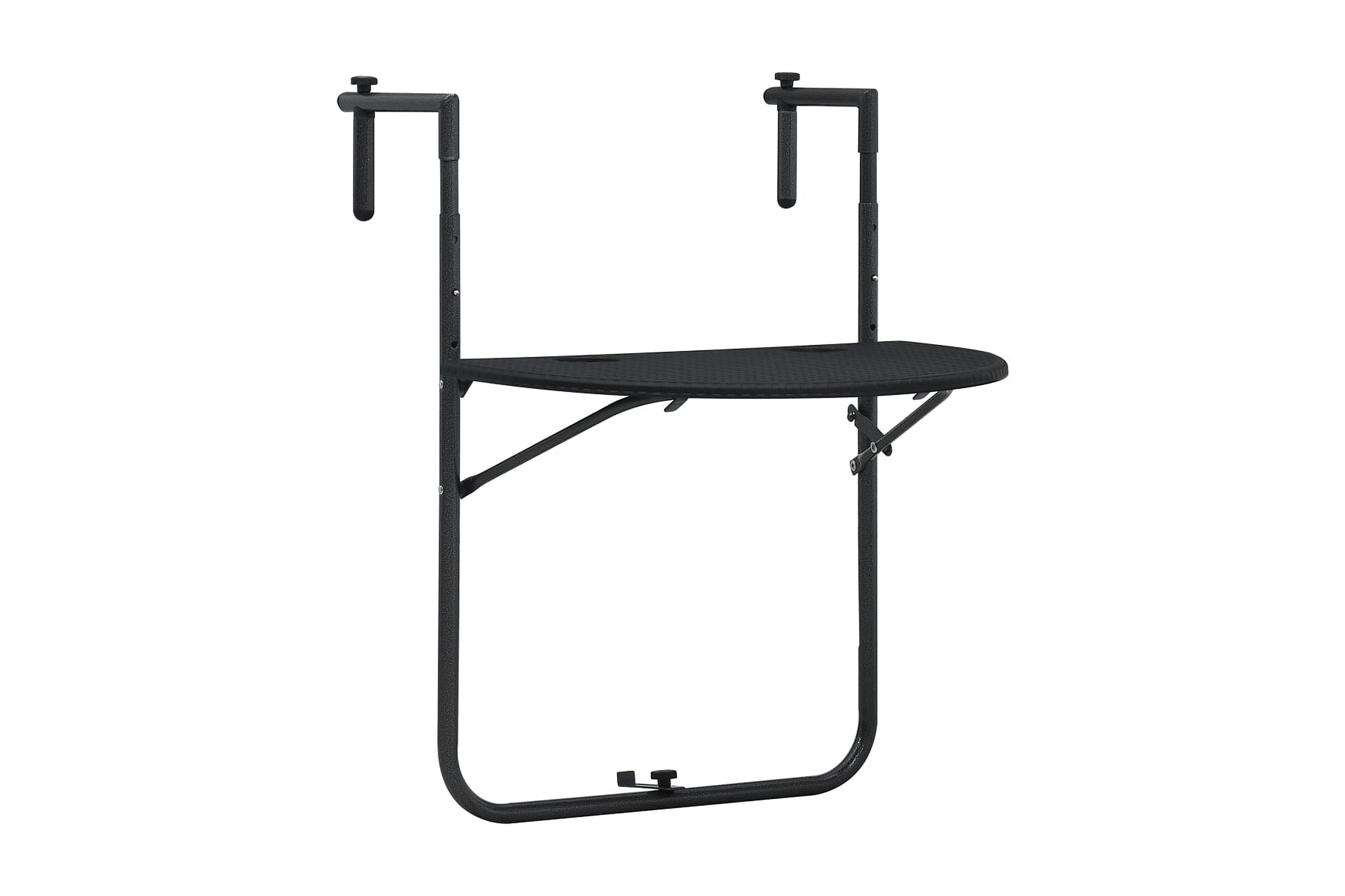 Balkongbord svart 60x64x83,5 cm plast konstrotting – Svart
