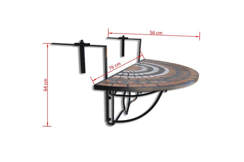 Hängande balkongbord terrakotta och vit mosaik - Vit - Balkongbord