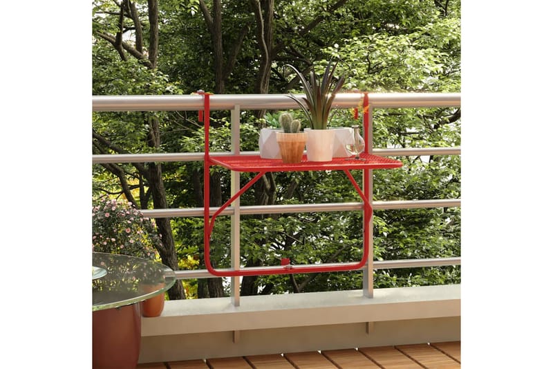 Balkongbord röd 60x40 cm stål - Röd - Balkongbord