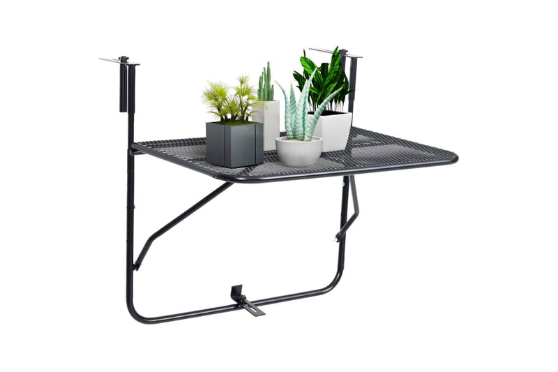 Balkongbord svart 60x40 cm stål - Svart - Balkongbord