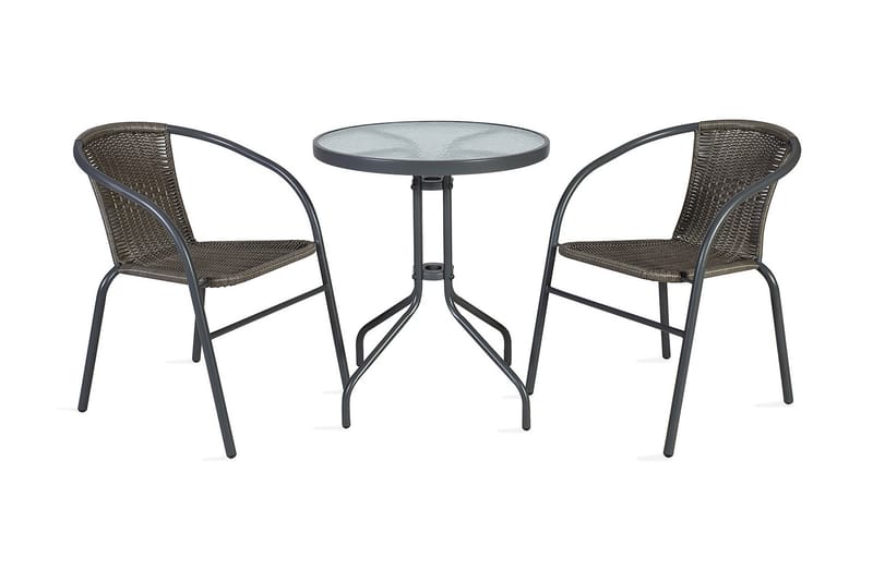 Balkong set BISTRO Utebord och 2 Utestolar D60xH70 grå - Utemöbler - Balkong - Balkongmöbler - Balkonggrupper