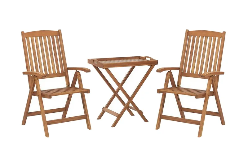 Balkongset av Utebord och 2 Utestolar blå JAVA - Trä/natur - Utemöbler - Balkong - Balkongmöbler - Balkonggrupper