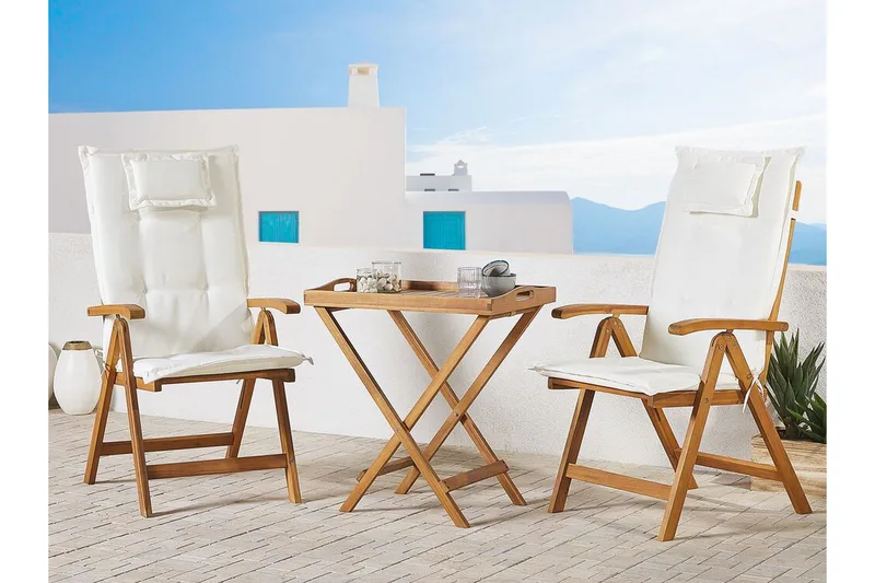 Balkongset av Utebord och 2 Utestolar krämvit JAVA - Trä/natur - Utemöbler - Balkong - Balkongmöbler - Balkonggrupper