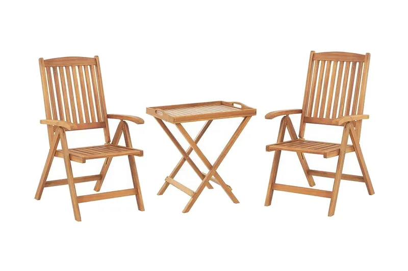 Balkongset av Utebord och 2 Utestolar krämvit JAVA - Trä/natur - Utemöbler - Balkong - Balkongmöbler - Balkonggrupper