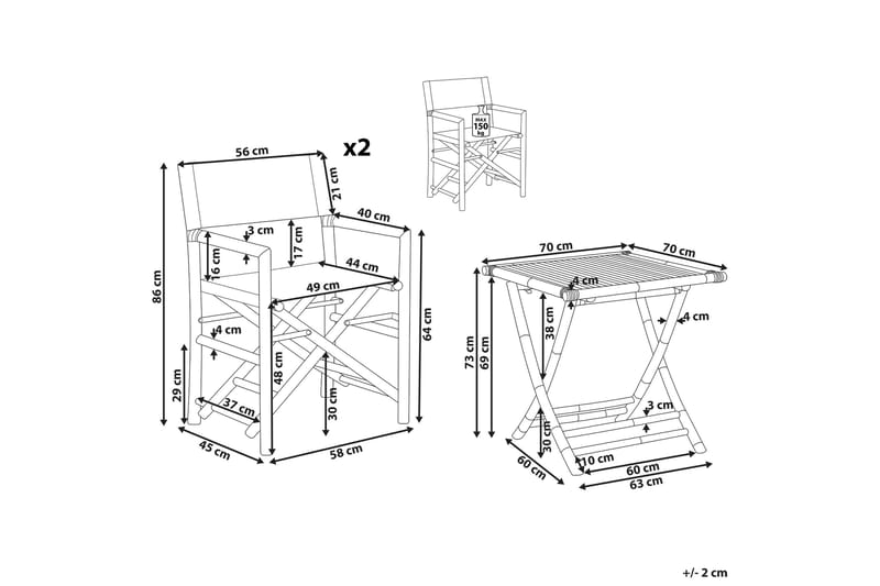 Balkongset vit/beige MOLISE/SPELLO - Trä/natur - Utemöbler - Balkong - Balkongmöbler - Balkonggrupper