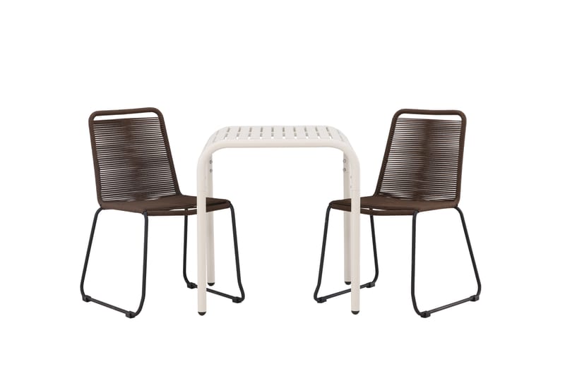 Borneo Caféset 70 cm + 2 st Lindos Matstolar - Brun/Beige - Utemöbler - Utegrupp - Caféset