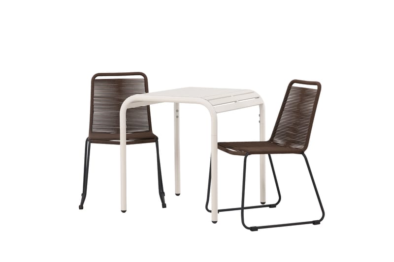 Borneo Caféset 70 cm + 2 st Lindos Matstolar - Brun/Beige - Utemöbler - Utegrupp - Caféset