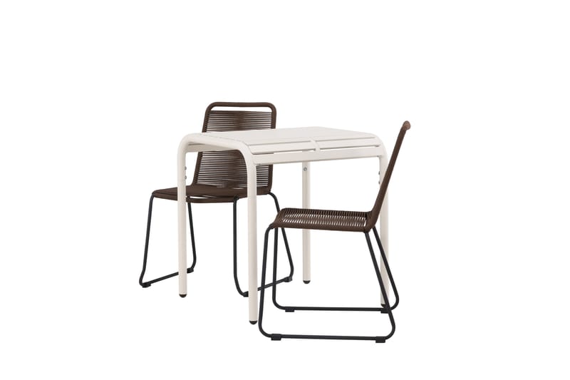 Borneo Caféset 70 cm + 2 st Lindos Matstolar - Brun/Beige - Utemöbler - Utegrupp - Caféset