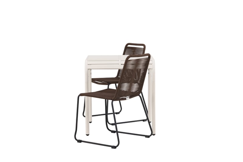 Borneo Caféset 70 cm + 2 st Lindos Matstolar - Brun/Beige - Utemöbler - Utegrupp - Caféset