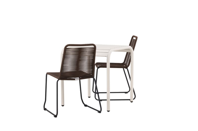 Borneo Caféset 70 cm + 2 st Lindos Matstolar - Brun/Beige - Utemöbler - Utegrupp - Caféset