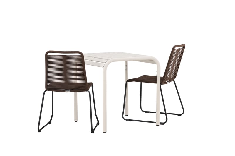 Borneo Caféset 70 cm + 2 st Lindos Matstolar - Brun/Beige - Utemöbler - Utegrupp - Caféset