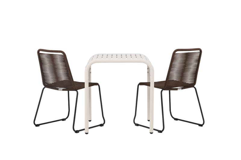 Borneo Caféset 70 cm + 2 st Lindos Matstolar - Brun/Beige - Utemöbler - Utegrupp - Caféset