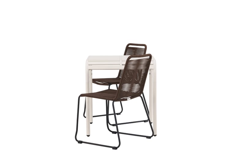 Borneo Caféset 70 cm + 2 st Lindos Matstolar - Brun/Beige - Utemöbler - Balkong - Balkongmöbler - Balkonggrupper