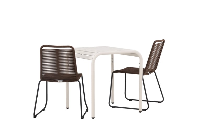 Borneo Caféset 70 cm + 2 st Lindos Matstolar - Brun/Beige - Utemöbler - Balkong - Balkongmöbler - Balkonggrupper