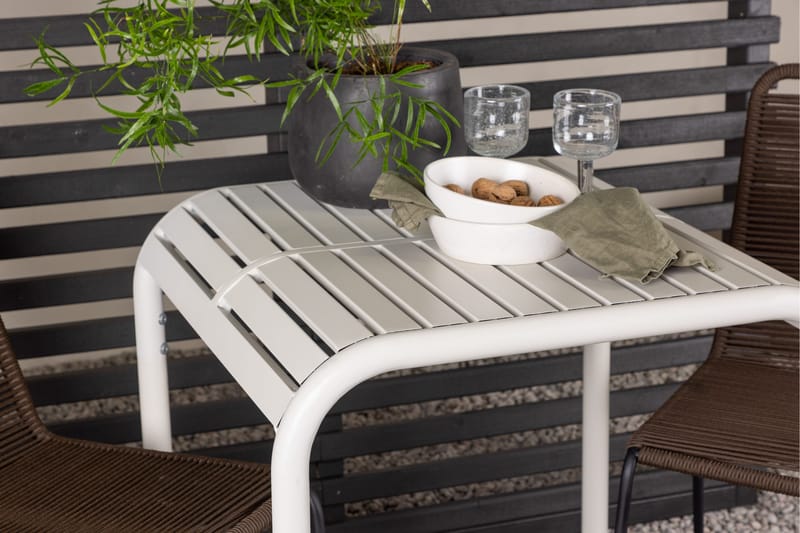 Borneo Caféset 70 cm + 2 st Lindos Matstolar - Brun/Beige - Utemöbler - Balkong - Balkongmöbler - Balkonggrupper