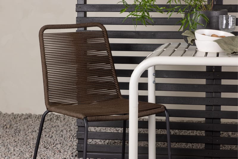 Borneo Caféset 70 cm + 2 st Lindos Matstolar - Brun/Beige - Utemöbler - Balkong - Balkongmöbler - Balkonggrupper