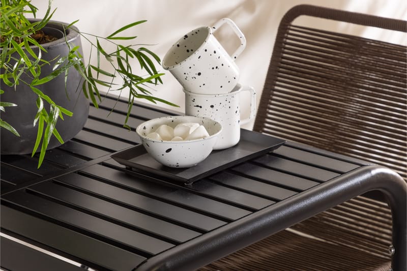 Borneo Caféset 70 cm + 2 st Lindos Matstolar - Brun/Svart - Utemöbler - Utegrupp - Caféset