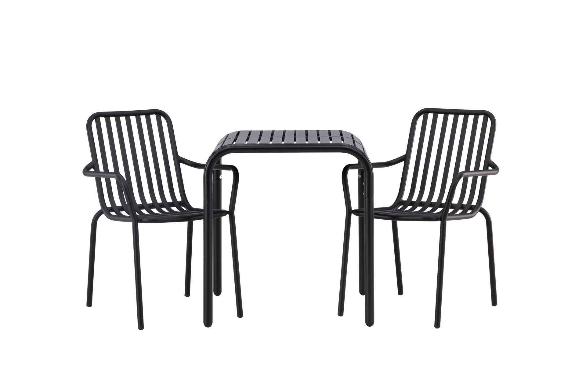 Borneo Caféset 70 cm + 2 st Peking Karmstolar - Svart - Utemöbler - Utegrupp - Caféset