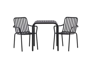 Borneo Caféset 70 cm + 2 st Peking Karmstolar - Svart - Utemöbler - Utegrupp - Caféset