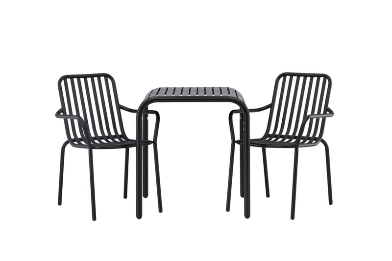 Borneo Caféset 70 cm + 2 st Peking Karmstolar - Svart - Utemöbler - Utegrupp - Caféset