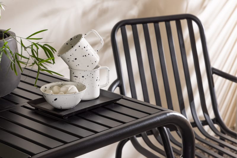 Borneo Caféset 70 cm + 2 st Peking Karmstolar - Svart - Utemöbler - Balkong - Balkongmöbler - Balkonggrupper