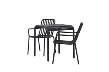 Borneo Caféset 70 cm + 2 st Peking Karmstolar - Svart - Utemöbler - Utegrupp - Caféset