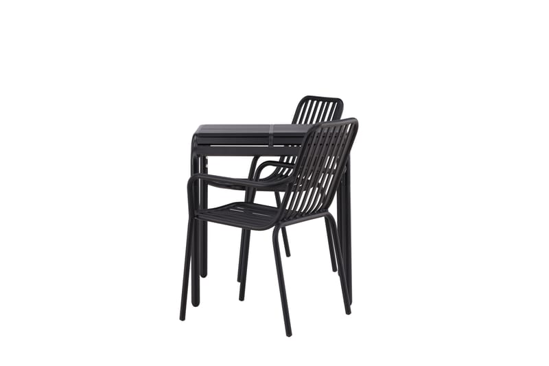 Borneo Caféset 70 cm + 2 st Peking Karmstolar - Svart - Utemöbler - Balkong - Balkongmöbler - Balkonggrupper