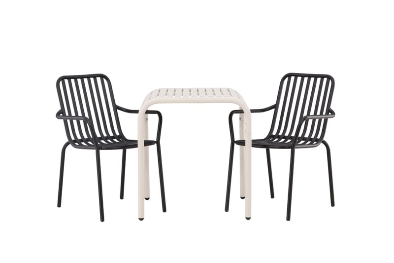 Borneo Caféset 70 cm + 2 st Peking Karmstolar - Svart/Beige - Utemöbler - Utegrupp - Caféset