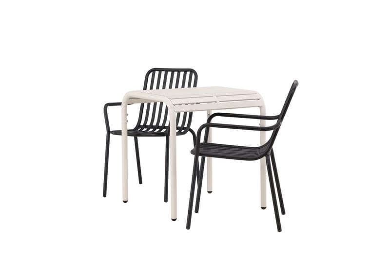 Borneo Caféset 70 cm + 2 st Peking Karmstolar - Svart/Beige - Utemöbler - Utegrupp - Caféset