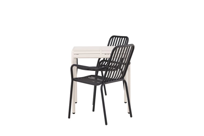 Borneo Caféset 70 cm + 2 st Peking Karmstolar - Svart/Beige - Utemöbler - Utegrupp - Caféset