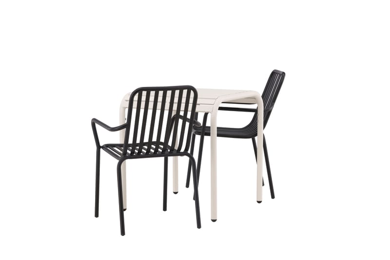 Borneo Caféset 70 cm + 2 st Peking Karmstolar - Svart/Beige - Utemöbler - Utegrupp - Caféset