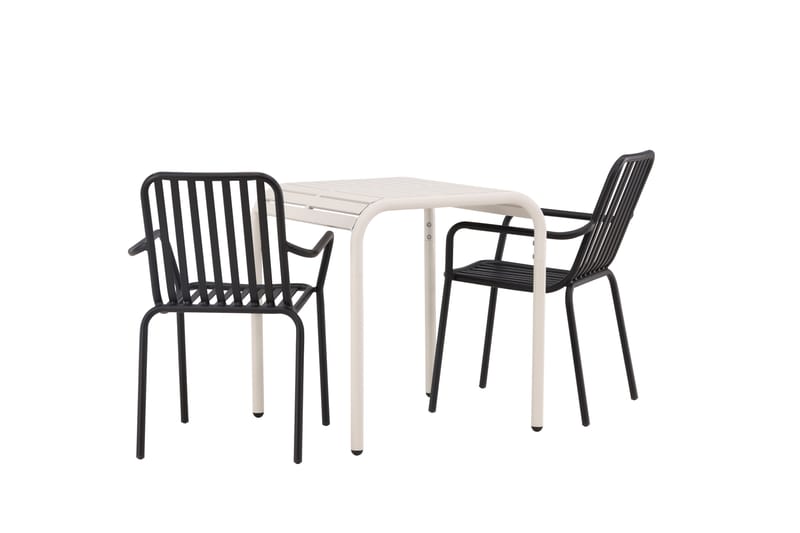 Borneo Caféset 70 cm + 2 st Peking Karmstolar - Svart/Beige - Utemöbler - Utegrupp - Caféset