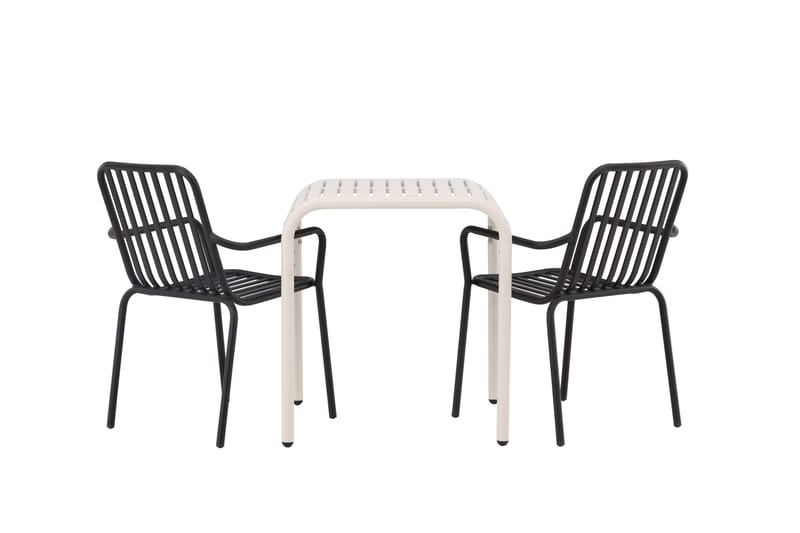 Borneo Caféset 70 cm + 2 st Peking Karmstolar - Svart/Beige - Utemöbler - Utegrupp - Caféset