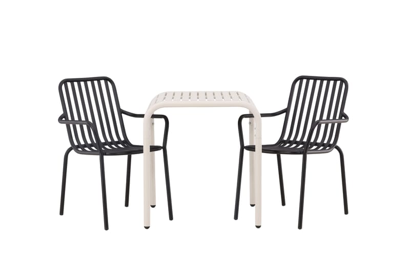 Borneo Caféset 70 cm + 2 st Peking Karmstolar, Svart/Beige