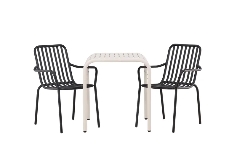 Borneo Caféset 70 cm + 2 st Peking Karmstolar, Svart/Beige