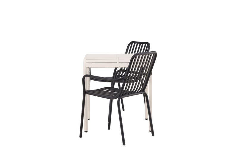 Borneo Caféset 70 cm + 2 st Peking Karmstolar - Svart/Beige - Utemöbler - Balkong - Balkongmöbler - Balkonggrupper
