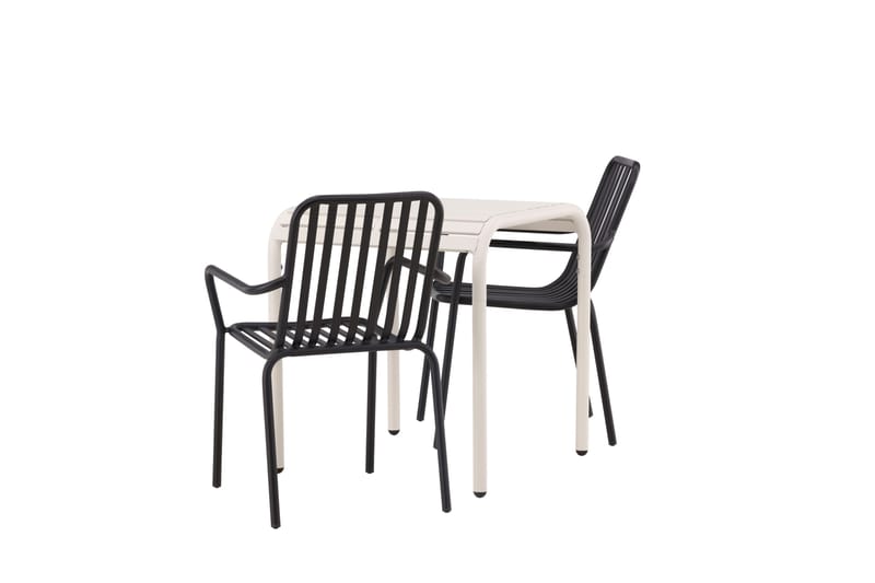 Borneo Caféset 70 cm + 2 st Peking Karmstolar - Svart/Beige - Utemöbler - Balkong - Balkongmöbler - Balkonggrupper