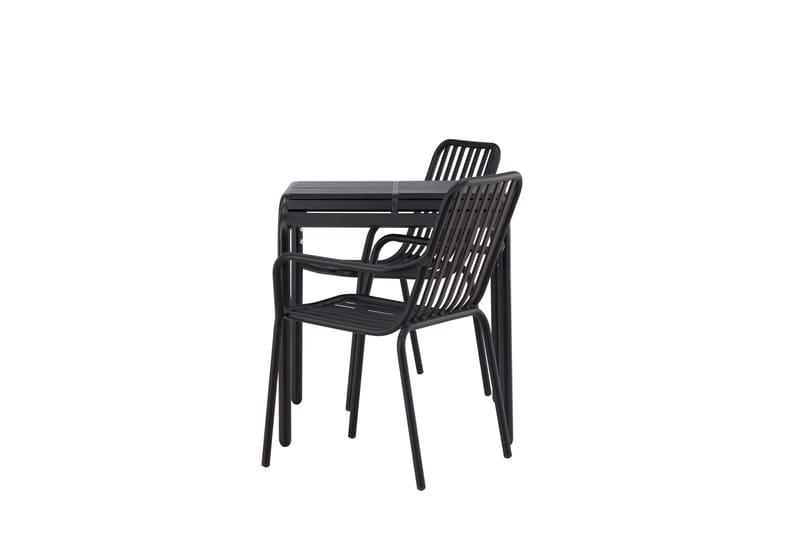 Borneo Caféset 70 cm + 2 st Peking Karmstolar Svart - Svart - Utemöbler - Balkong - Balkongmöbler - Balkonggrupper