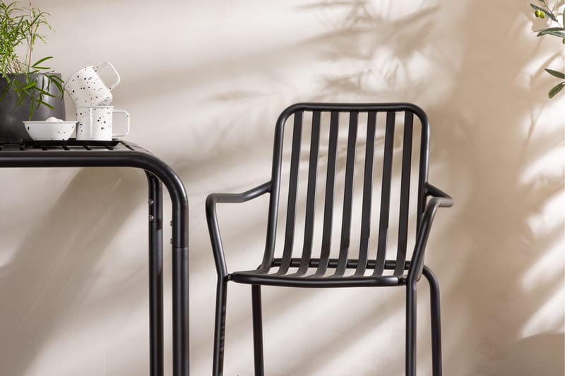 Borneo Caféset 70 cm + 2 st Peking Karmstolar Svart - Svart - Utemöbler - Balkong - Balkongmöbler - Balkonggrupper