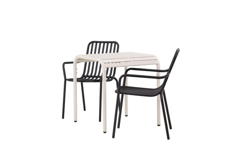 Borneo Caféset 70 cm + 2 st Peking Karmstolar - Svart/Beige - Utemöbler - Balkong - Balkongmöbler - Balkonggrupper