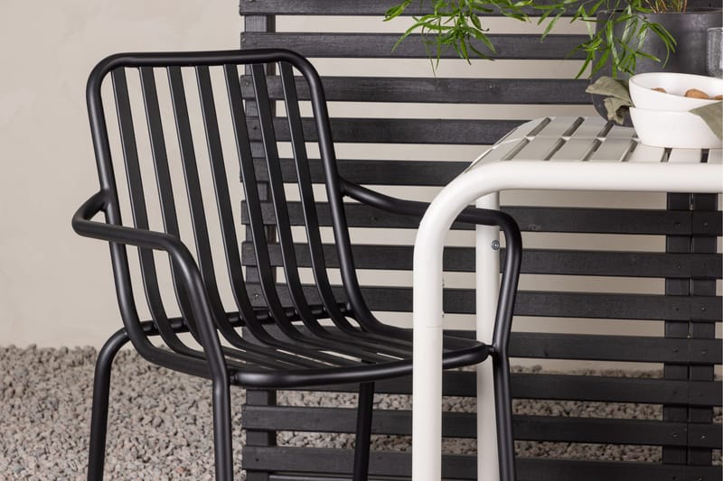 Borneo Caféset 70 cm + 2 st Peking Karmstolar - Svart/Beige - Utemöbler - Balkong - Balkongmöbler - Balkonggrupper