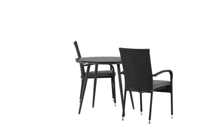 Break Cafégrupp Rund 90 cm + 2 Anna Matstol - Svart - Utemöbler - Balkong - Balkongmöbler - Balkonggrupper