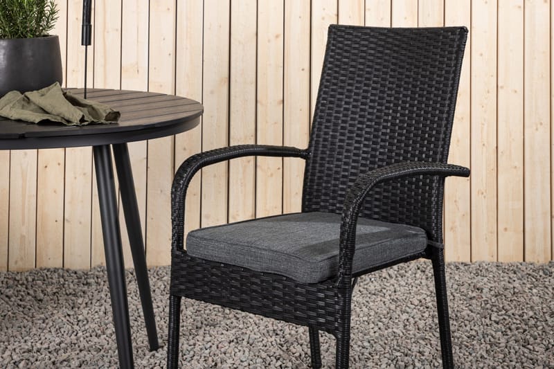 Break Cafégrupp Rund 90 cm + 2 Anna Matstol - Svart - Utemöbler - Balkong - Balkongmöbler - Balkonggrupper