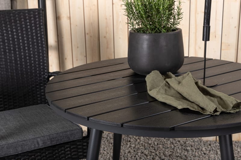 Break Cafégrupp Rund 90 cm + 2 Anna Matstol - Svart - Utemöbler - Balkong - Balkongmöbler - Balkonggrupper