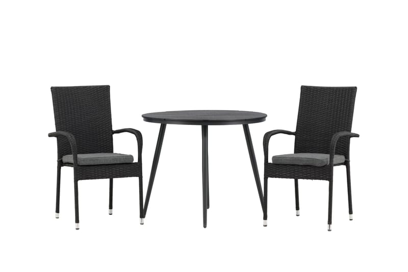 Break Cafégrupp Rund 90 cm + 2 Anna Matstol, Svart