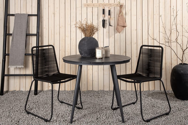 BREAK Cafégrupp Rund 90 cm + 2 LINDOS Stapelbar Stol - Venture Home - Caféset - Balkonggrupper