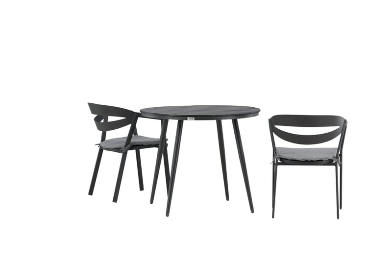 Break Cafégrupp Rund 90 cm + 2 Slit Matstol - Svart - Utemöbler - Balkong - Balkongmöbler - Balkonggrupper